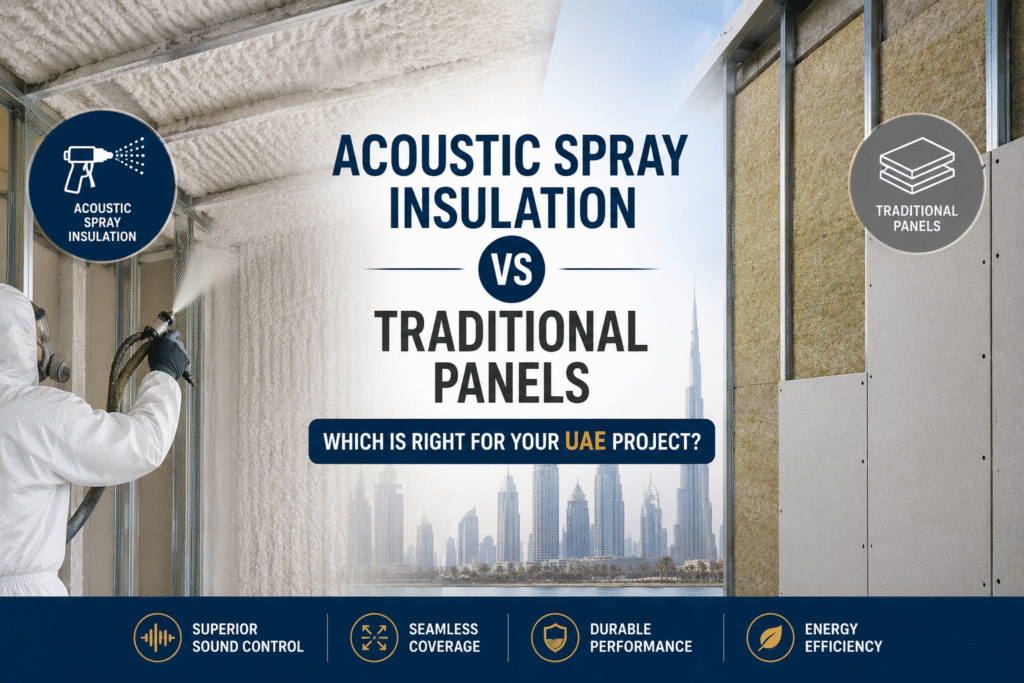 Acoustic spray vs traditional panels in UAE